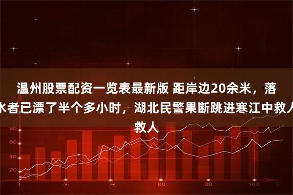 温州股票配资一览表最新版 距岸边20余米，落水者已漂了半个多小时，湖北民警果断跳进寒江中救人